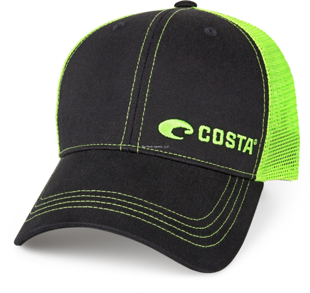 Picture of Costa Neon Trucker Hat, Offset Logo Graphite - Neon Green, One Size
