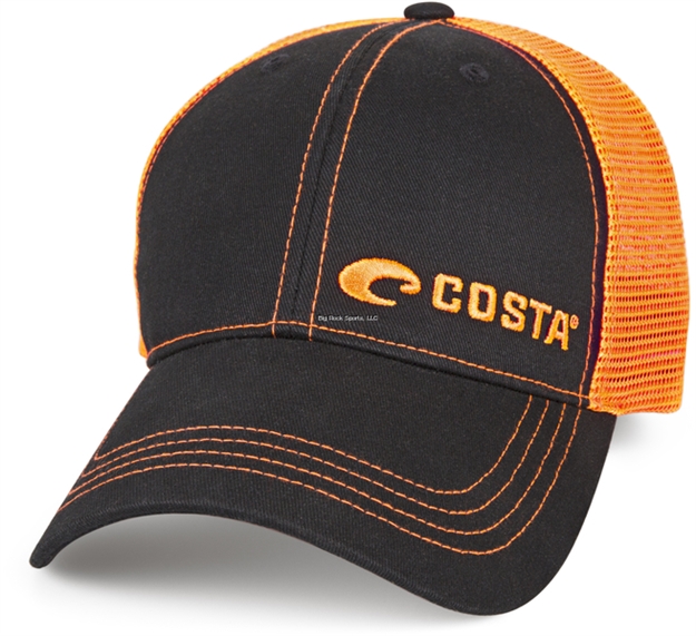 Picture of Costa Neon Trucker Hat, Offset Logo Graphite- Neon Orange, One Size