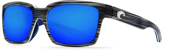Picture of Costa Playa Sunglasses, Blue Mirror 580P Lens, Matte Silver Teak/White/Blue Nylon Frame