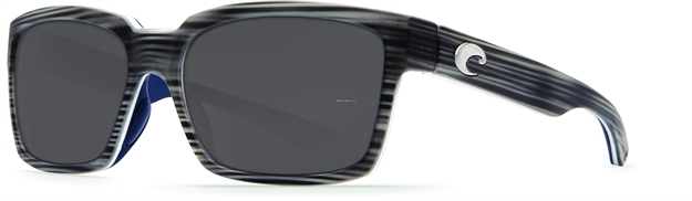 Picture of Costa Playa Sunglasses, Gray 580P Lens, Matte Silver Teak/White/Blue Nylon Frame
