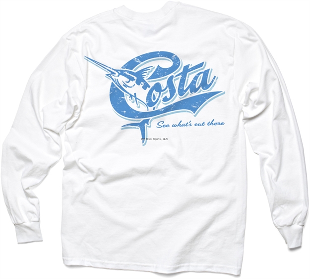 Picture of Costa Retro Long Sleeve T-Shirt Med White