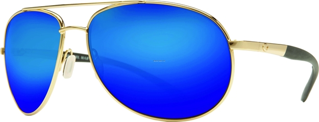 Picture of Costa Wingman Sunglasses, Blue Mirror 580P Lens, Gold Monel Frame
