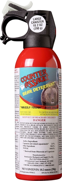 Picture of Counter Assault 15067034 Bear Spray  Capsaicin Range 32 Ft-7 Seconds 10.20 OZ CA-18X/PSB