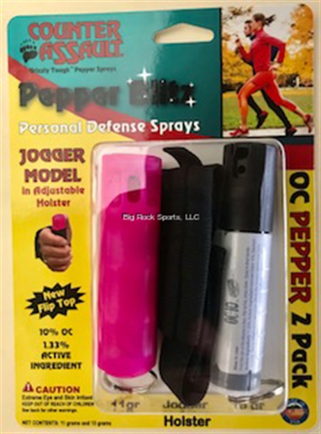 Picture of Counter Assault 11 Gram Canister IN Pink Hard Case 15 Gram Canister Clear Sleeve With Jogger Holster