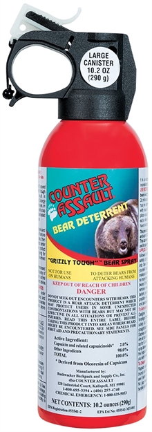 Picture of Counter Assault 15067027 Bear Spray  Capsaicin Range 32 Ft-7 Seconds/40 Ft-8 Seconds 8.10 Oz/10.20 OZ Includes 2 Holsters CA-12XH18XH/sb