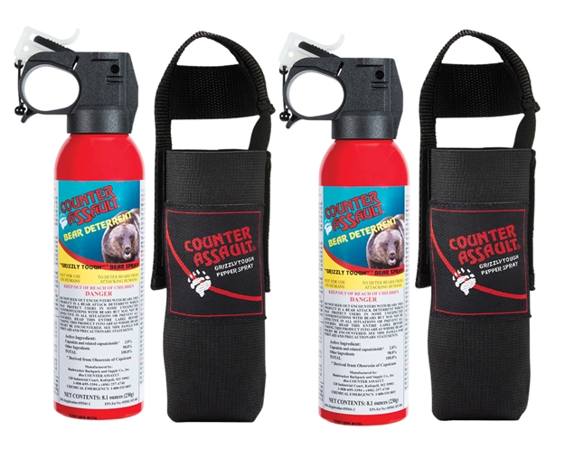 Picture of Counter Assault 15067015 Bear Spray  Capsaicin Range 32 Ft-7 Seconds 8.10 OZ 2 Cans, 2 Holsters Includes 2 Holsters CA-12XHVP/SB 722031414358