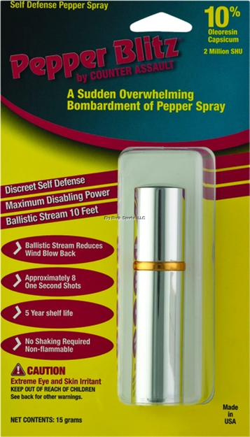 Picture of Counter Assault Pepper Blitz Pepper Spray 3/4Oz Lipstk S-Def Spry Clmshl