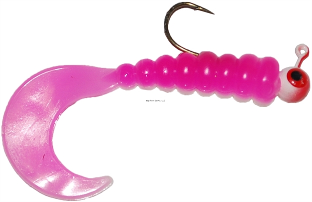 Picture of Creme Lures Burke Rigged Curl Tail Grub 3Pk White/White & Pink, 1/16Oz