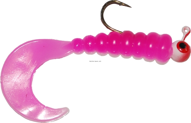 Picture of Creme Lures Burke Rigged Curl Tail Grub 3Pk White/White & Pink, 1/8Oz