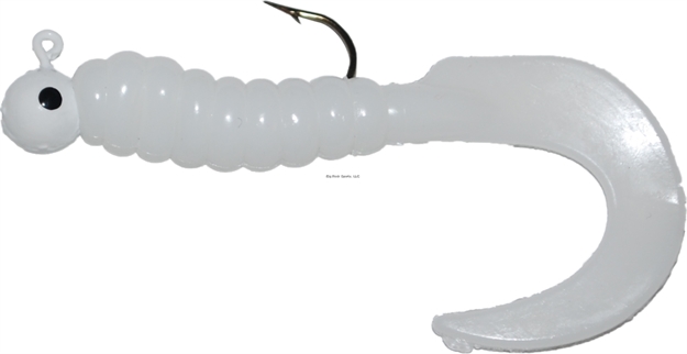 Picture of Creme Lures Burke Rigged Curl Tail Grub 3Pk White/White, 1/16Oz