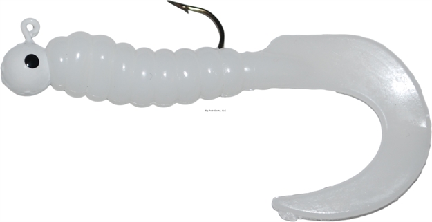 Picture of Creme Lures Burke Rigged Curl Tail Grub 3Pk White/White, 1/8Oz