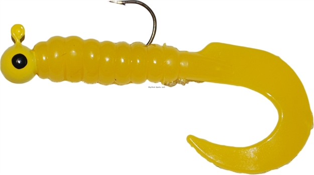 Picture of Creme Lures Burke Rigged Curl Tail Grub 3Pk Yellow/Yellow, 1/8Oz