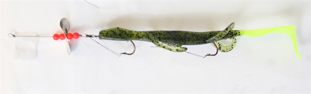 Picture of Creme Lures Pre-Rigged Lizard, 6", Watermelon Chartreuse Tail, Floating, 1/Pack