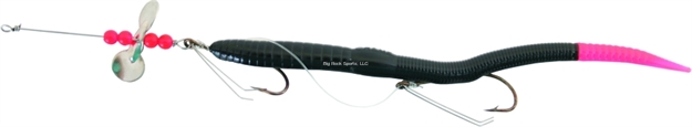 Picture of Creme Lures Scoundrel Rigged Worm, 6", Black Glo, 1 Rig And Spare