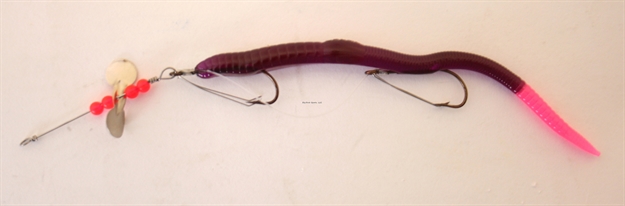 Picture of Creme Lures Scoundrel Rigged Worm, 6", Purple Glo, 1 Rig And Spare