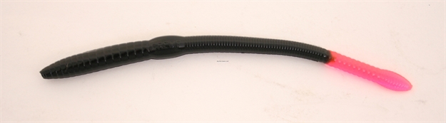 Picture of Creme Lures Scoundrel Soft Plastic Worm, 6", Un-Rigged Black Firetail, 12/Pack