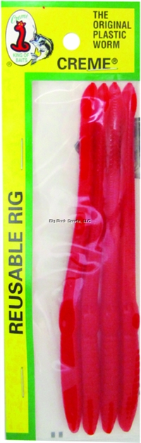 Picture of Creme Lures Scoundrel Soft Plastic Worm, 6", Un-Rigged, Red, 4/Pack