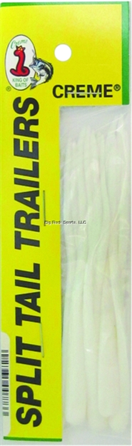 Picture of Creme Lures Split-Tail Trailer, 4", White, 6/Pack