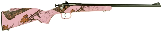 Picture of  Crickett Ksa2161 Youth  22 LR 1Rd 16.12" Blued Single Shot Barrel, Blued Stainless Steel Receiver, Mossy Oak Pink Blaze Fixed Synthetic Stock, Right Hand