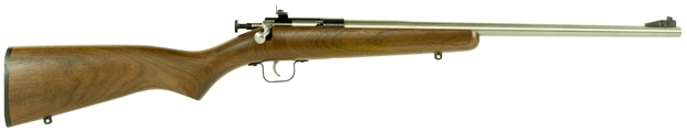 Picture of Crickett Ksa3238 Youth  22 LR 1Rd 16.12" Stainless Steel Barrel, Fixed Front/Adjustable Rear Peep Sights, Walnut Stock W/11.5" Lop, Rebounding Firing Pin Safety KSA3238     