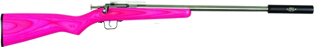 Picture of Crickett, Keystone Rifle, 22 Lr, Single Shot, 1/2X28 Threaded Bull Barrel, EZ Loader, Mount, Pink Laminate, SS Bbl