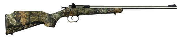 Picture of  Crickett Ksa2166 Youth  22 LR 1Rd 16.12" Stainless Steel Barrel, Fixed Front/Adjustable Rear Peep Sights, Mossy Oak Break-Up Synthetic Stock W/11.5" Lop, Rebounding Firing Pin Safety 611613021667