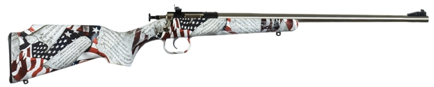 Picture of  Crickett Ksa3168 Youth  22 LR 1Rd 16.12" Stainless Steel Barrel, Fixed Front/Adjustable Rear Peep Sights, American Flag/Amendment Synthetic Stock W/11.5" Lop, Rebounding Firing Pin Safety