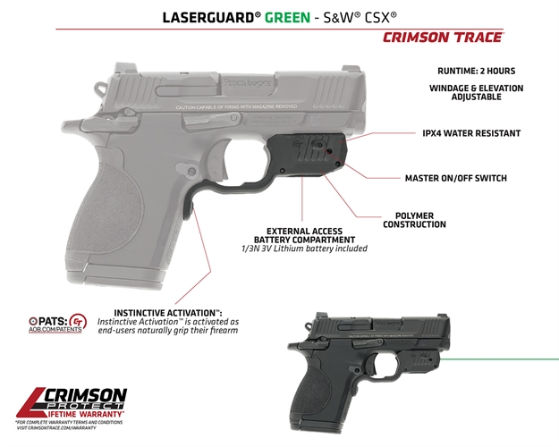 Picture of  Crimson Trace 013000173 Laserguard  S&W Csx, Green Laser Black Polymer 810048570768