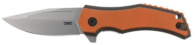 Picture of  Crkt 2372 Fawkes  2.74" Folding Clip Point Plain Bead Blasted 4116 Stainless Steel Blade/ Black/Orange G10 Handle Includes Pocket Clip