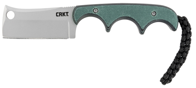 Picture of  Crkt 2383 Minimalist  2.13" Fixed Cleaver Plain Bead Blasted 5Cr15mov SS Blade/ Green Contoured Resin Infused Fiber Handle Includes Lanyard/Sheath