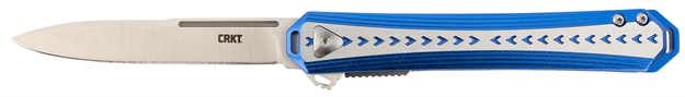 Picture of  Crkt 6710 Stickler  3.38" Folding Plain Satin 12C27 Sandvik Blade/ Blue & Silver Aluminum Handle Includes Pocket Clip 794023671001