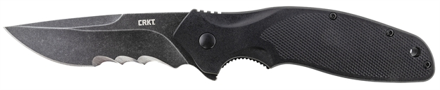 Picture of  Crkt K800kkp Shenanigan  3.35" Folding Drop Point Veff Serrated Black Stonewashed 4116 Stainless Steel Blade/ Black Grn Handle Includes Pocket Clip