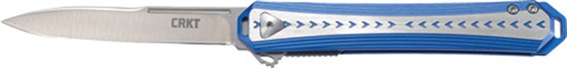 Picture of  Crkt 6710 Stickler  3.38" Folding Plain Satin 12C27 Sandvik Blade/ Blue & Silver Aluminum Handle Includes Pocket Clip