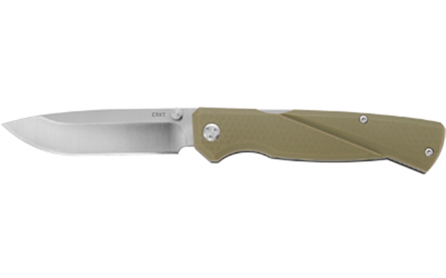 Picture of  Crkt 6434 Kova  3.50" Folding Drop Point Plain Satin 8Cr13mov SS Blade/Od Green Grn Handle Includes Pocket Clip 794023643404