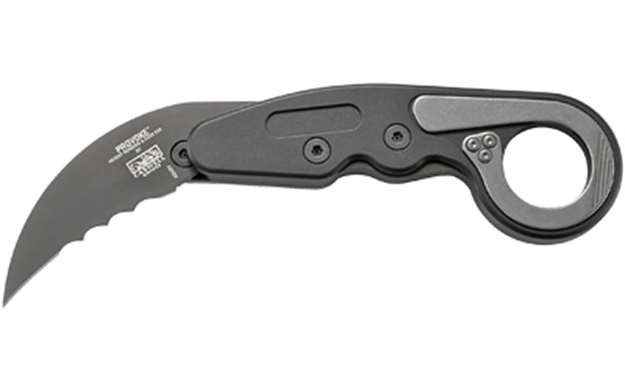 Picture of  Crkt 4040V Provoke  2.41" Folding Hawkbill Veff Serrated Black Ticn D2 Steel Blade, Black Aluminum Handle, Includes Pocket Clip 794023404043