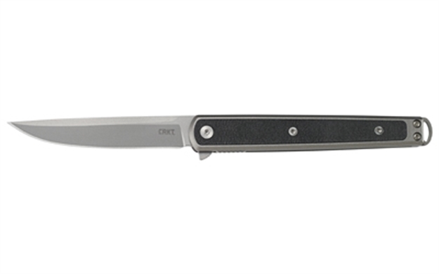 Picture of  Crkt 7123 Seis  3.32" Folding Plain Bead Blasted 4116 Stainless Steel Blade/Black Grn Handle Includes Pocket Clip 794023712308