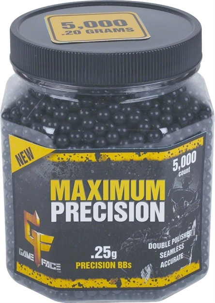 Picture of Crosman Game Face Match Grade Biodegradeable Black Airsoft Bbs, .20G, 5000 CT