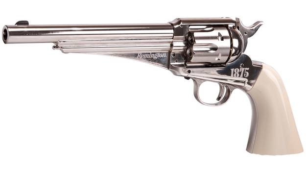Picture of Crosman Remington 1875 (Silver) Co2 Powered, Full Metal, Single Action Army Revolver BB Pellet 450 Fps. RR1875 028478150171