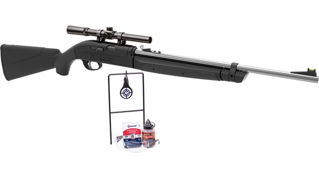 Picture of Crosman Airmaster 77 Variable Pump Bb/Pellet Rifle Kit, .177 Cal, 4X15 Scope, Target, Bb's, Pellets, Glasses, 800 Fps (Bb), 1000 Fps (Pellet)