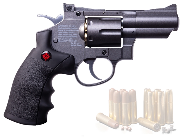Picture of Crosman Co2 Powered Dual Ammo Full Metal Snub Nose Air Revolver, Single/Double Action,  .177 Bb's OR Pellets, 350 Fps P, 400 Fps BB SNR357
