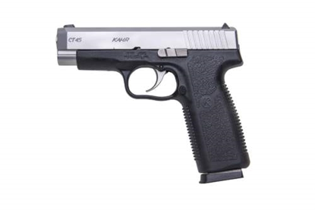 Picture of  Kahr Arms Ct4543 Ct45  45 Acp 7+1 4" Stainless Steel Barrel, Matte Serrated Stainless Steel Slide, Black Polymer Frame, Black Textured Polymer Grip, Right Hand