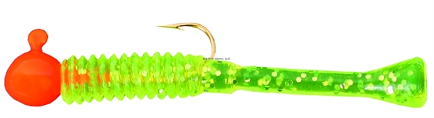 Picture of Cubby Mini-Mite Jig, 1 1/2", 1/32 Oz, SZ 8 Hook, Orange/Clear Chartreuse With Glitter, 5/Pack