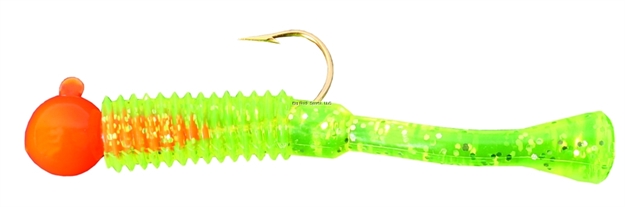 Picture of Cubby Mini-Mite2 Jig, 2 1/4", 1/16 Oz, SZ 4 Hook, Orange/Clear Chartreuse With Glitter, 3/Pack