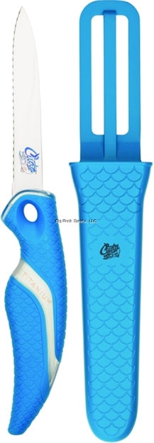 Picture of Cuda 3" Titanium Bonded Serrated Net Knife W/Sheath