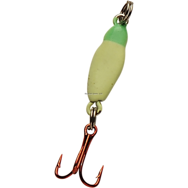 Picture of Custom Jigs Demon Jig Spoon SZ 2 Glow Brite Lime W/Red Hook Clam