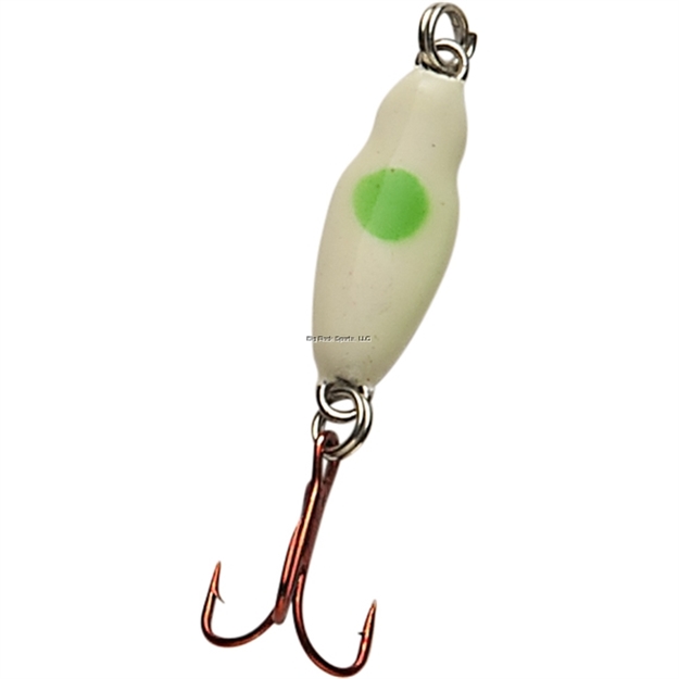 Picture of Custom Jigs Demon Jig Spoon SZ 4 Glow Brite Lime W/Red Hook Clam