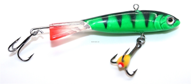 Picture of Custom Jigs Rotating Power Minnow Size 5 Green Glow Tiger