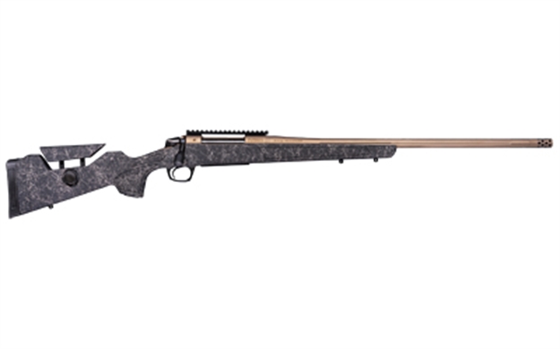 Picture of  Cva Cr3959f Cascade Long Range Hunter Full Size 6.5 Prc 24" Smoked Bronze Cerakote Steel Threaded Barrel, Black W/Smoked Bronze Web Synthetic Stock