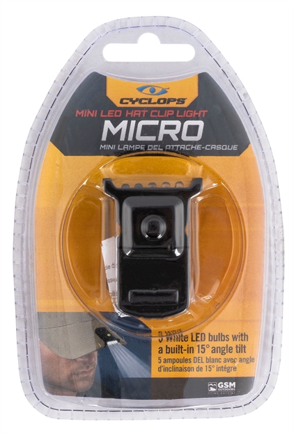 Picture of Cyclops Micro Hat Clip Light, 10 Lumen, 5 Led Bulb White, 2-Cr2032 Batteries Included CYC-MHC-W 813628077916