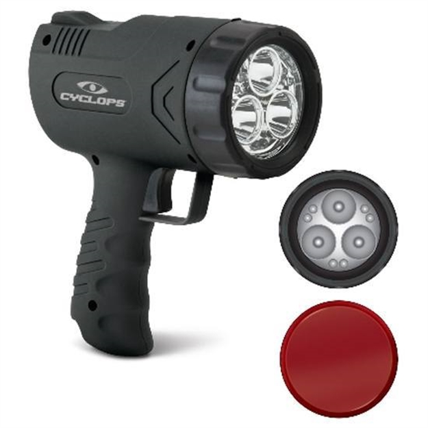 Picture of Cyclops Sirius 500 Handheld Spotlight , 500 Lumen, 3 Cree Hi-Power Led's, Detachable Red Lens, Ac/Dc Rechargeable CYC-X500H